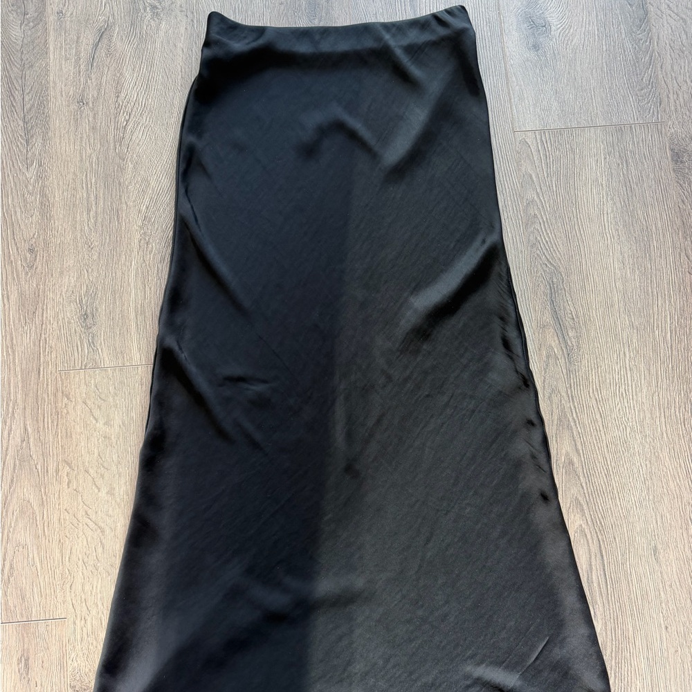 Zara Black Silk Maxi Skirt